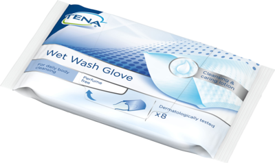 TENA WET Wash Glove parfümfrei 15x23 cm blau